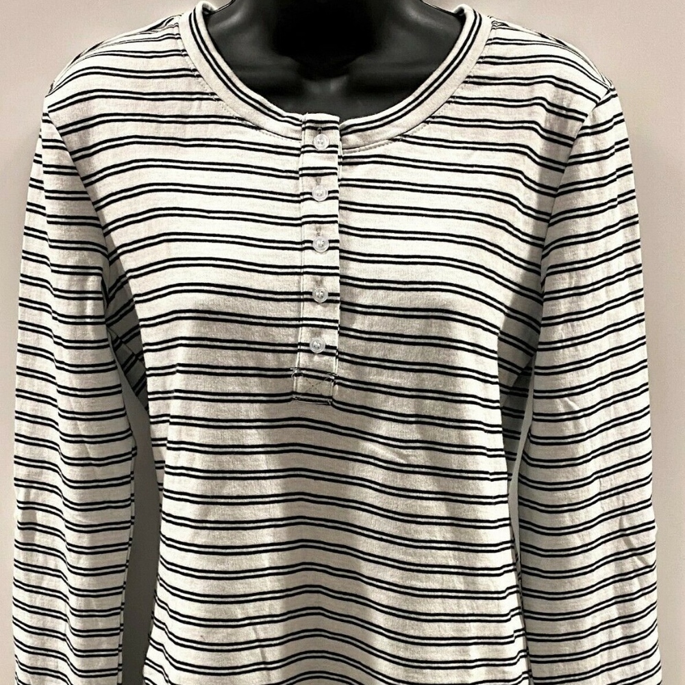 Vintage America Ariel Long Sleeve Striped Henley